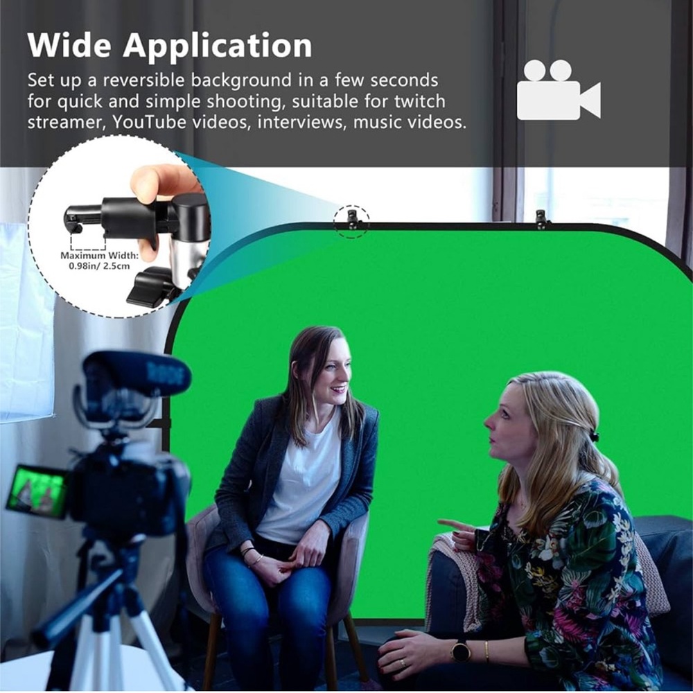 Chromakey Foldable Backdrop with Stand 8.5ft/2.6m, 2-in-1 Reversible Blue Green